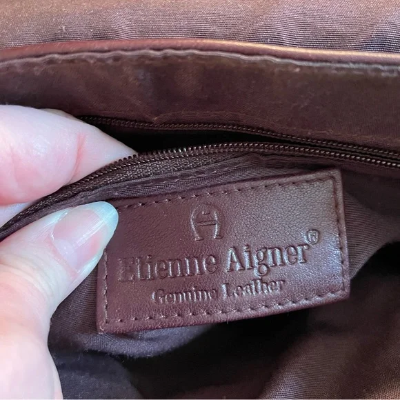 SOLD! Etienne Aigner Genuine Leather Small Crossbody Bag Foldover Burgundy Red - Picture 12 of 12